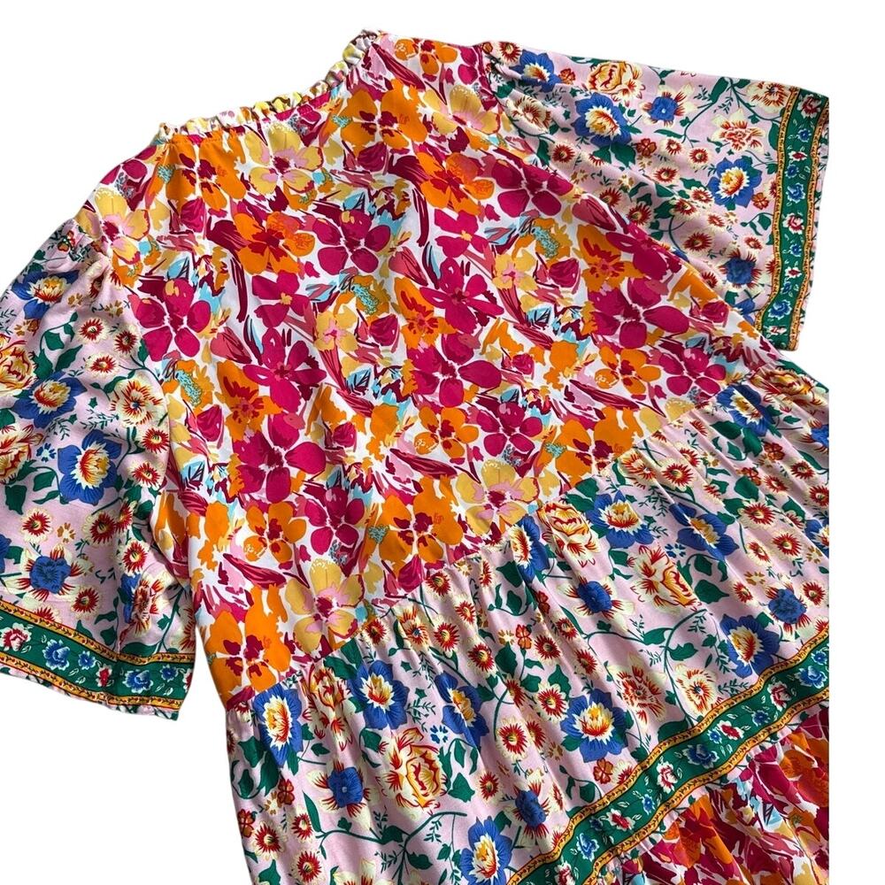 Umgee Mixed Floral Print Tiered Sundress Multicolor Size Large - Picture 7 of 10